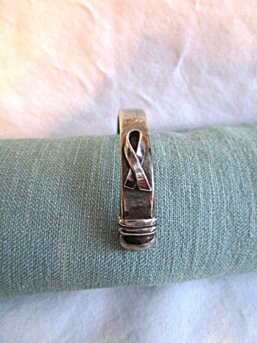 Vintage Silver Tone "Until There's A Cure" Breast Cancer Awareness Bracelet